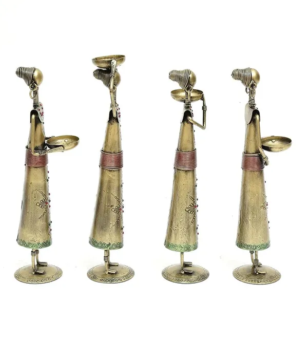 Golden_Antique_Metal_Wrought_Iron_Tribal_Lady_Worker_|_Showpieces_Ladies_Doll_Figurine_Statue_Decorative_Items