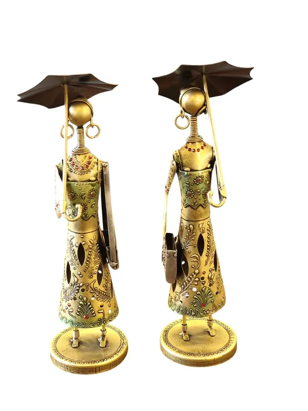Golden_Antique_Iron_Painted_Lady_Umbrella_Pair_|_Handcrafted_Decorative_Showpiece_For_Living_Room_&_Office