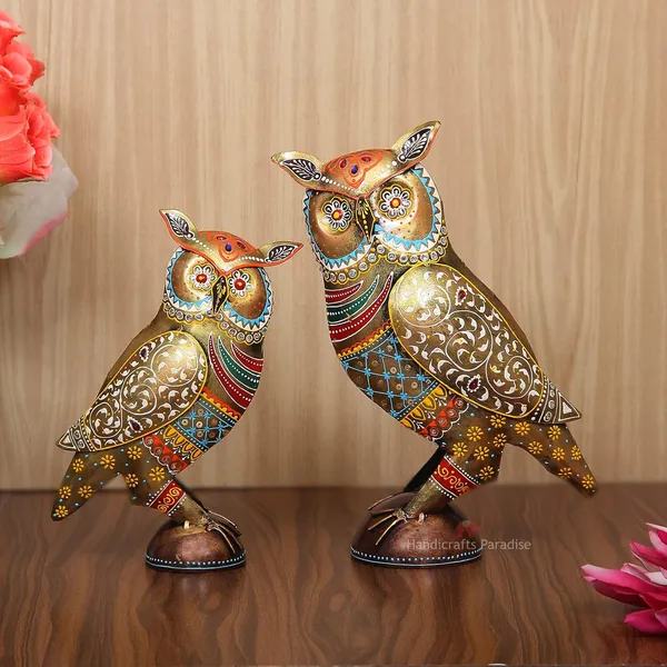 Set_Of_2_Wrought_Iron_Owl_Showpiece_For_Home_Decor_(13_Inch)