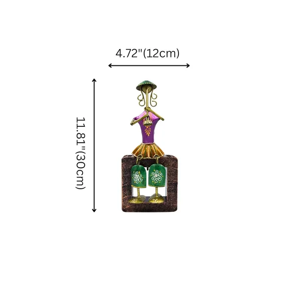 3_Piece_Wrought_Iron_Musician_Seated_Ladies_Showpiece_Figurine_Multicolours,_8.5_Inch