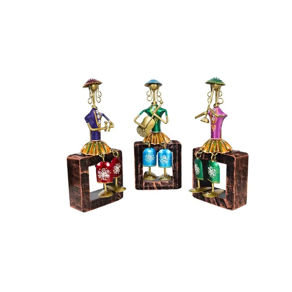 3_Piece_Wrought_Iron_Musician_Seated_Ladies_Showpiece_Figurine_Multicolours,_8.5_Inch