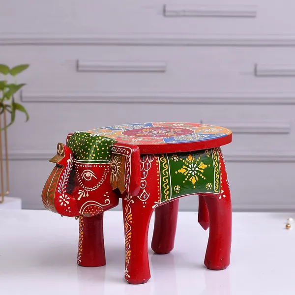 WOODEN_PAINTED_ELEPHANT_TABLE_8''