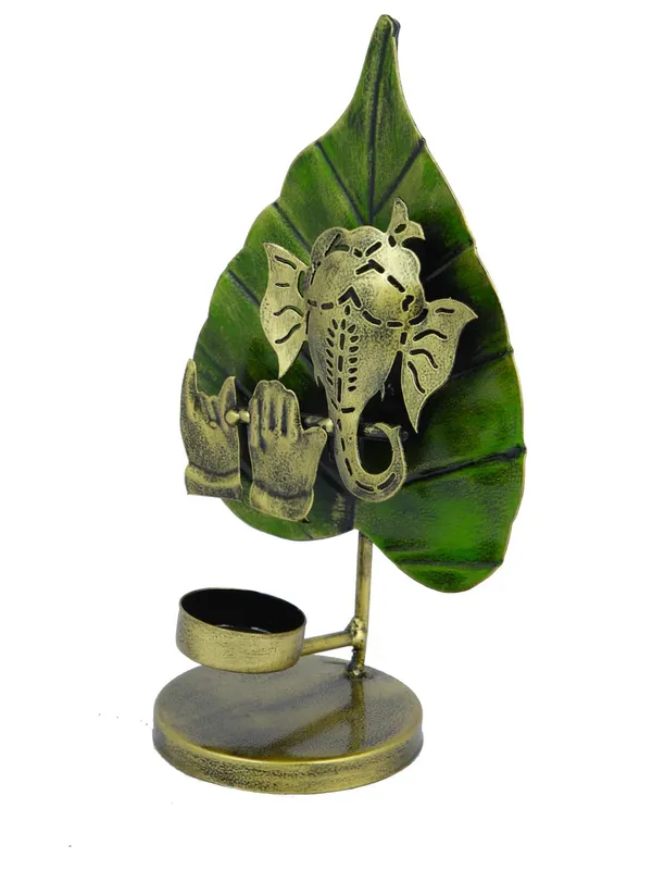 IRON_PAINTED_TEA_LIGHT_LEAF_GANESH