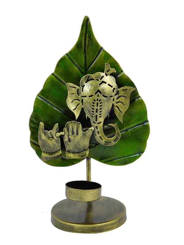IRON_PAINTED_TEA_LIGHT_LEAF_GANESH