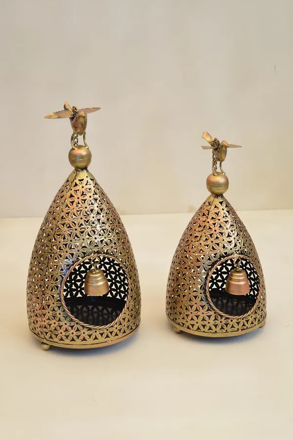 IRON_PAINTED_BIRD_HOUSE_TEA_LIGHT_Hanging_Set_of_2