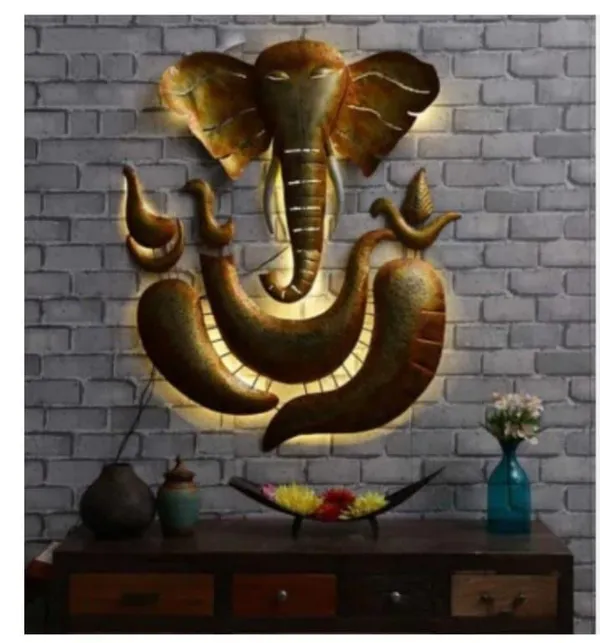 Metal_Lord_Ganesha_Wall_Art_Decor_Sculpture_Hanging_Large_Big_With_Led_(40_x_50_Inch)
