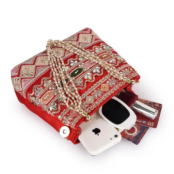 Red_Velvet_Silk__Embroidery_Ethnic_Wedding_Party_Handheld_Potli_For_Women