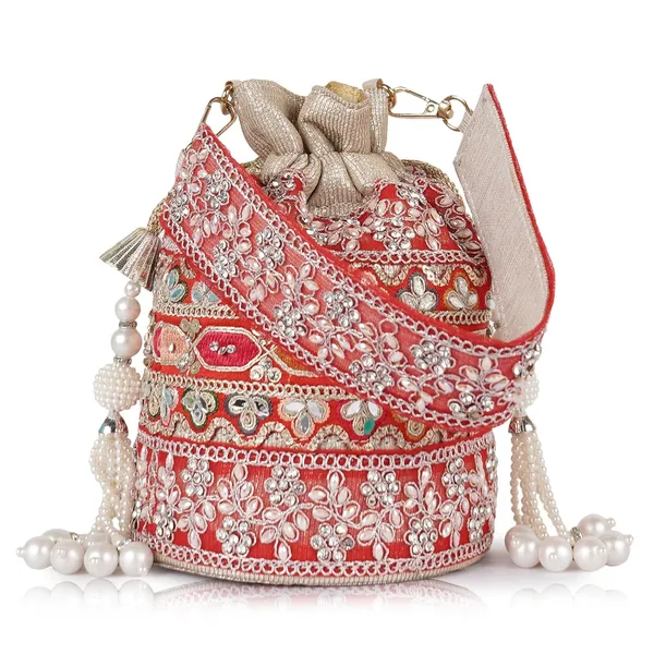 Red_Velvet_Silk__Embroidery__Ethnic_Wedding_Party_Handheld_Potli_For_Women,_Red