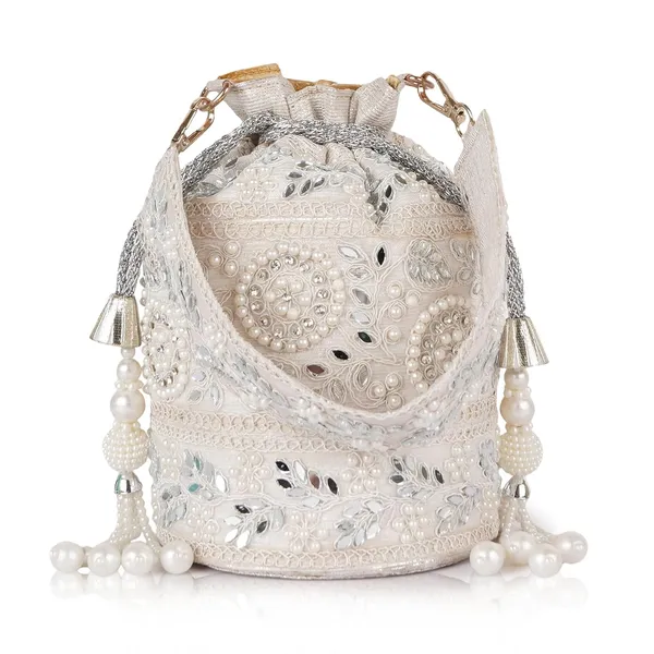 White_Velvet_Silk__Embroidery__Ethnic_Wedding_Party_Handheld_Potli_For_Women,_White