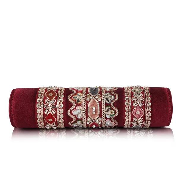 Maroon_Velvet_Silk__Embroidery__Wedding_Party_Handheld_Potli_For_Women