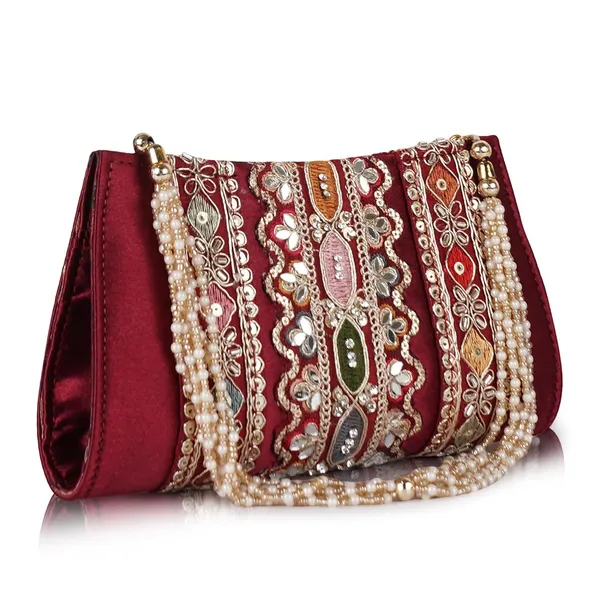 Maroon_Velvet_Silk__Embroidery__Wedding_Party_Handheld_Potli_For_Women