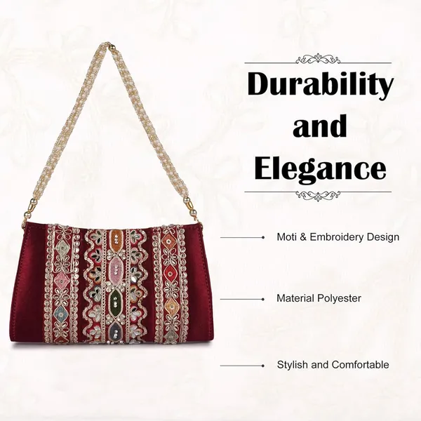 Maroon_Velvet_Silk__Embroidery__Wedding_Party_Handheld_Potli_For_Women