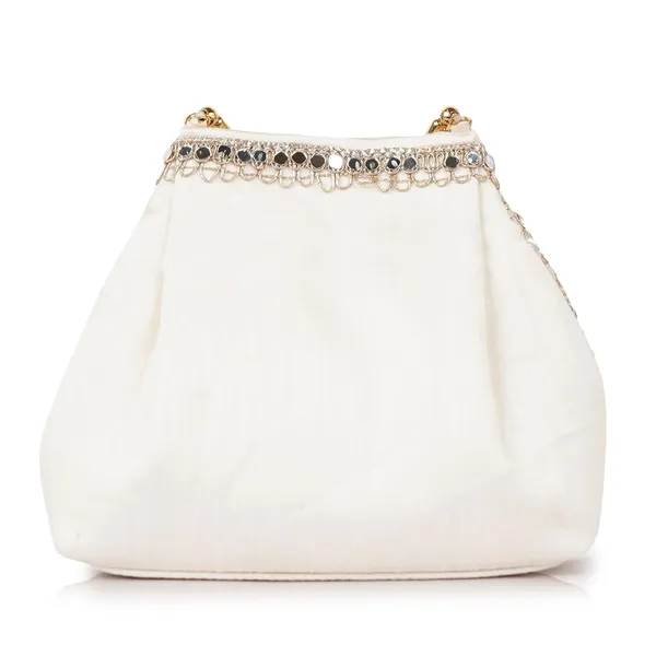 Cream_Velvet__Embroidery_Wedding_Party_Handheld_Potli_Bag_For_Women