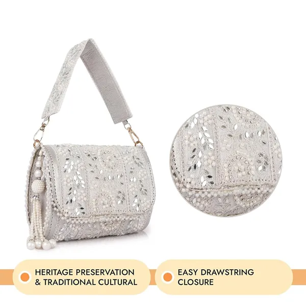 White_Velvet_Silk__Embroidery__Wedding_Party_Handheld_Potli_Bag_For_Women