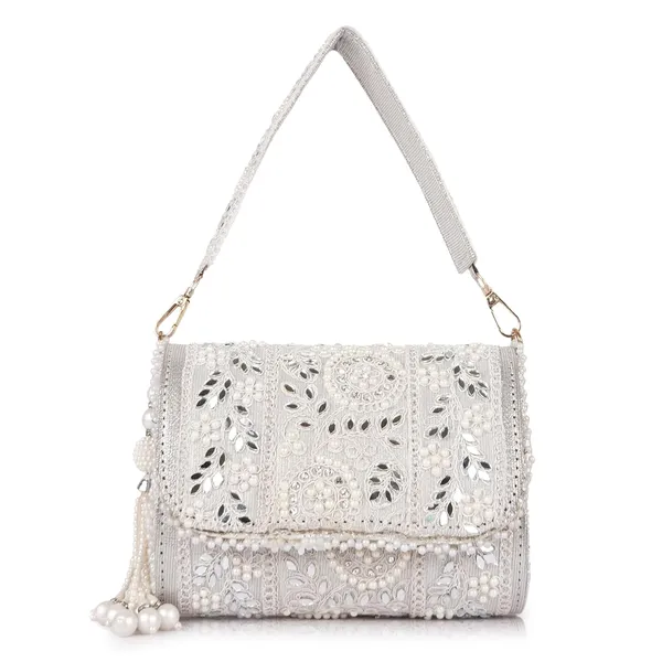 White_Velvet_Silk__Embroidery__Wedding_Party_Handheld_Potli_Bag_For_Women