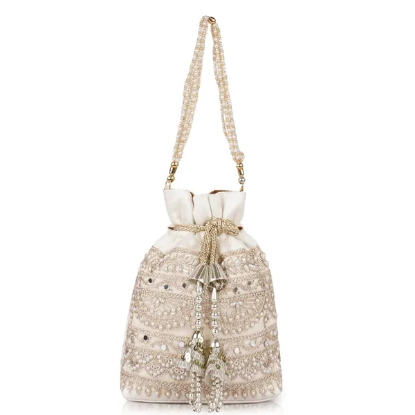 White_Velvet_Silk__Embroidery_Wedding_Handheld_Potli_Bag_For_Women