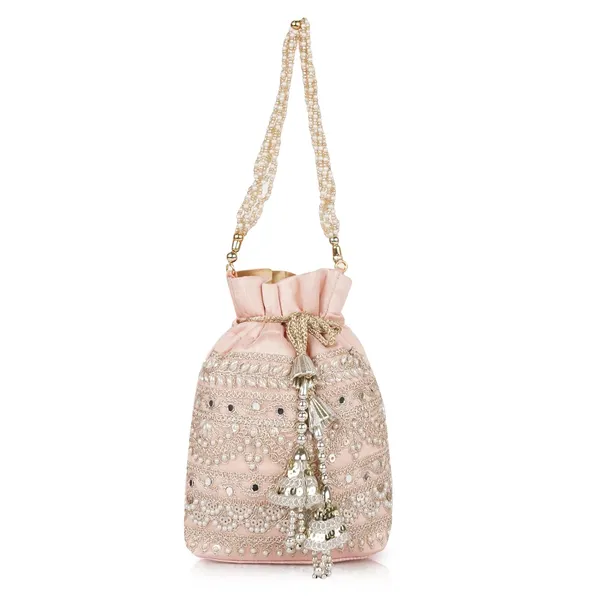 Peach_Velvet_Silk__Embroidery_Wedding_Handheld_Potli_Bag_For_Women