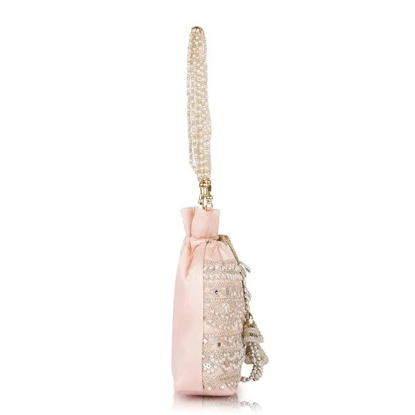Peach_Velvet_Silk__Embroidery_Wedding_Handheld_Potli_Bag_For_Women