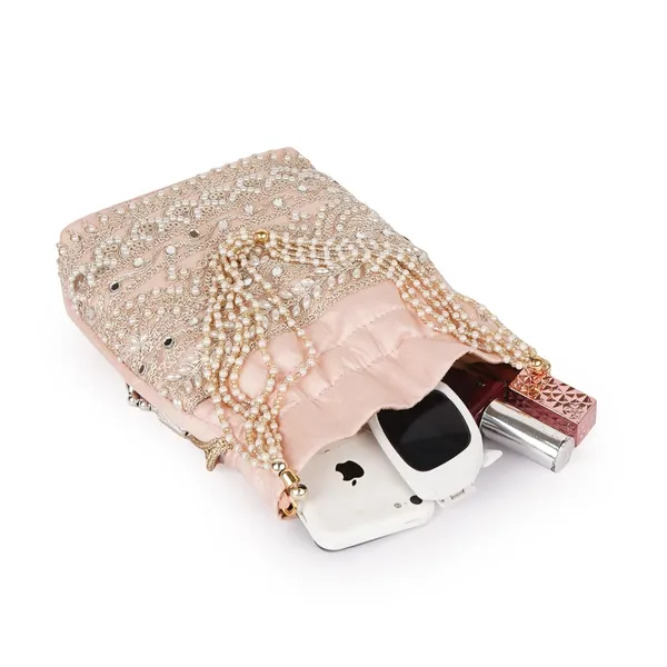 Peach_Velvet_Silk__Embroidery_Wedding_Handheld_Potli_Bag_For_Women
