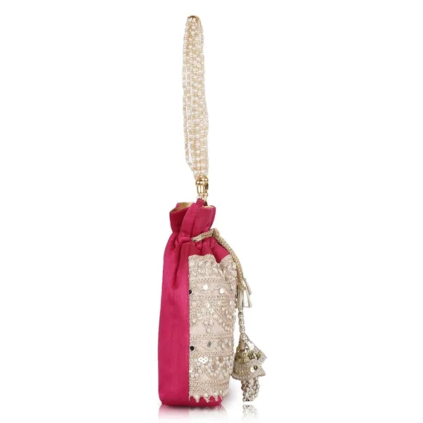 Pink_Velvet_Silk__Embroidery_Wedding_Handheld_Potli_Bag_For_Women