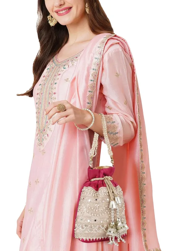 Pink_Velvet_Silk__Embroidery_Wedding_Handheld_Potli_Bag_For_Women