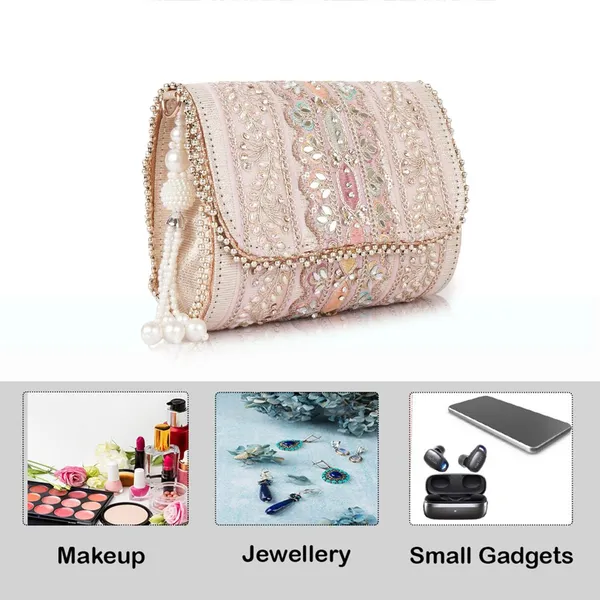 Pink_Velvet_Silk__Embroidery__Wedding_Party_Handheld_Potli_Bag_For_Women