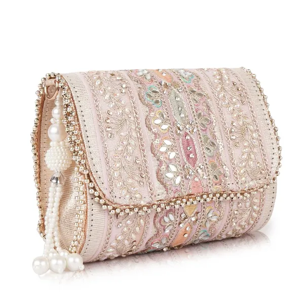Pink_Velvet_Silk__Embroidery__Wedding_Party_Handheld_Potli_Bag_For_Women