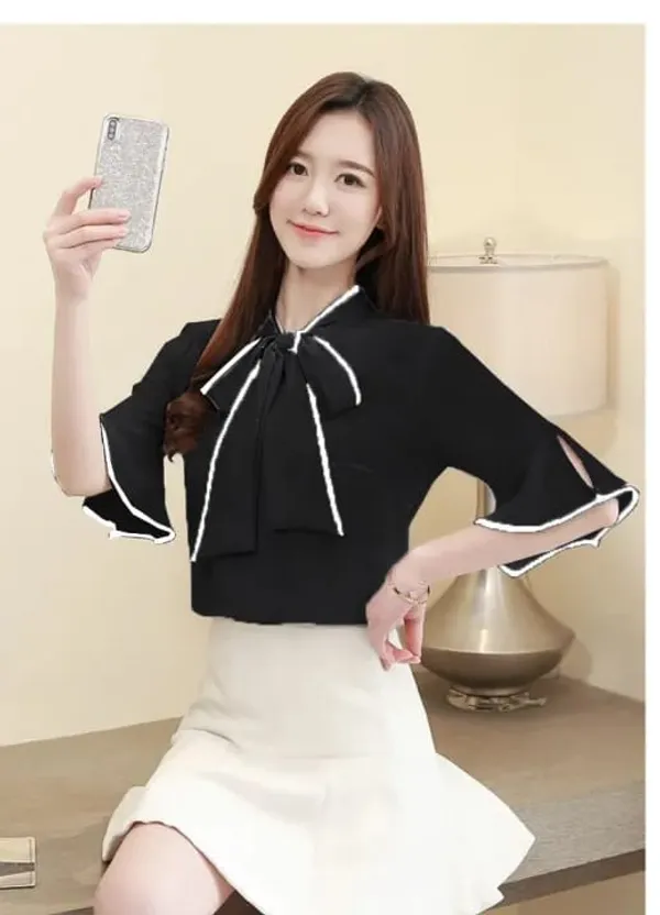 Black_Comfy_Piping_Top_For_Women