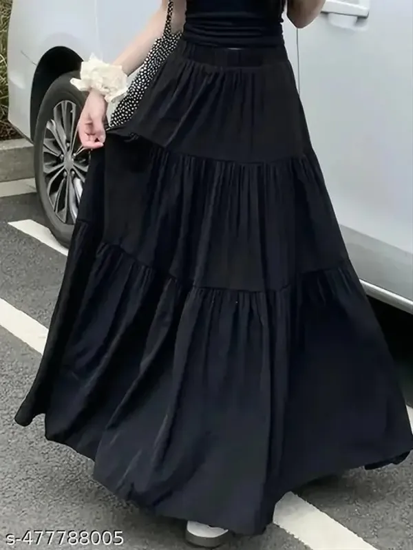 Black_Crepe_Premium_&_Elegant_Long_Skirt_For_Women