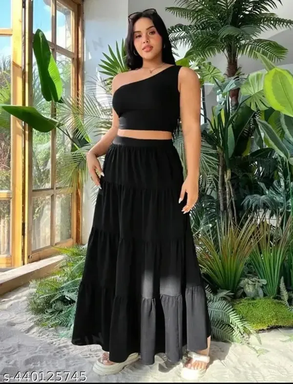 Black_Crepe_Premium_&_Elegant_Long_Skirt_For_Women