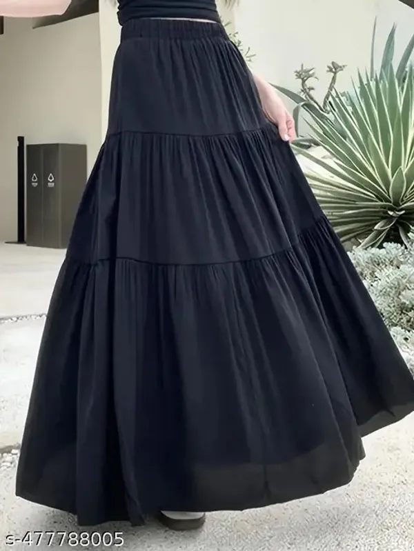 Black_Crepe_Premium_&_Elegant_Long_Skirt_For_Women