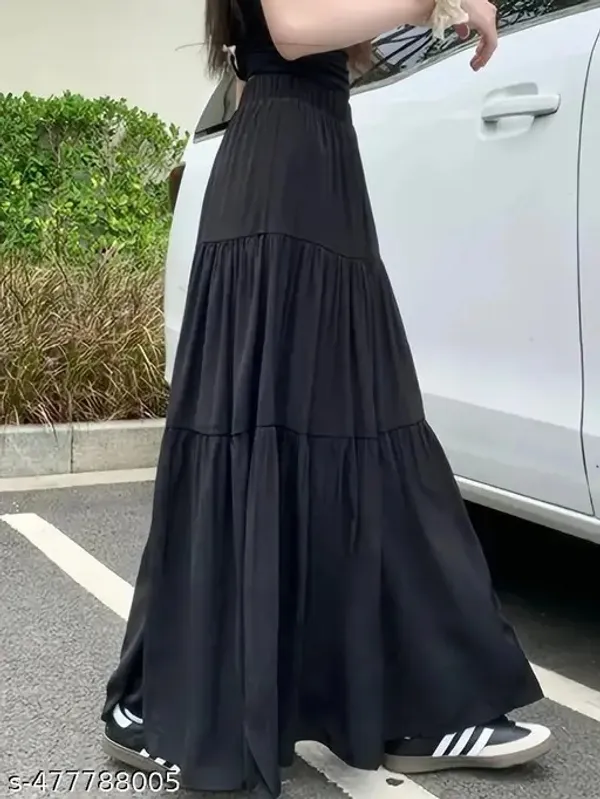 Black_Crepe_Premium_&_Elegant_Long_Skirt_For_Women