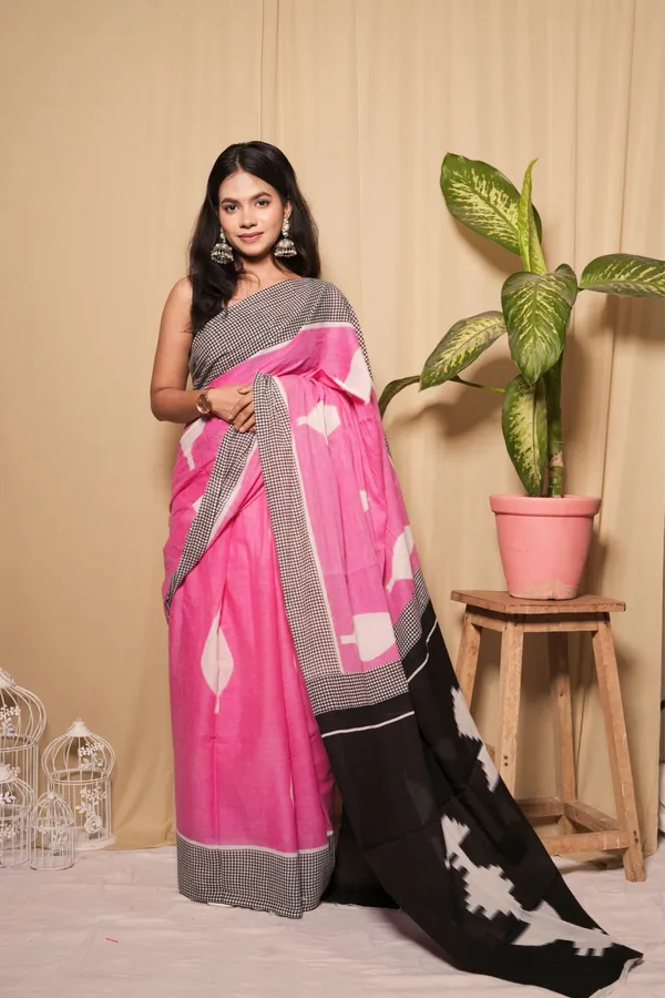 Pink_Mulmul_Cotton_Printed_Saree_With_Unstitched_Blouse_Piece_|_For_Women
