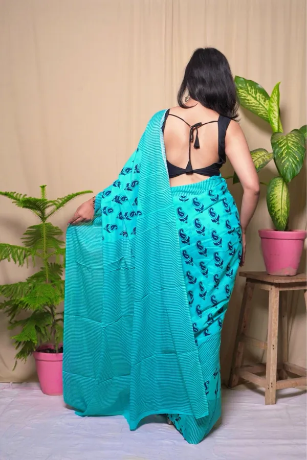 Light_Blue_Mulmul_Cotton_Printed_Saree_With_Unstitched_Blouse_Piece_|_For_Women