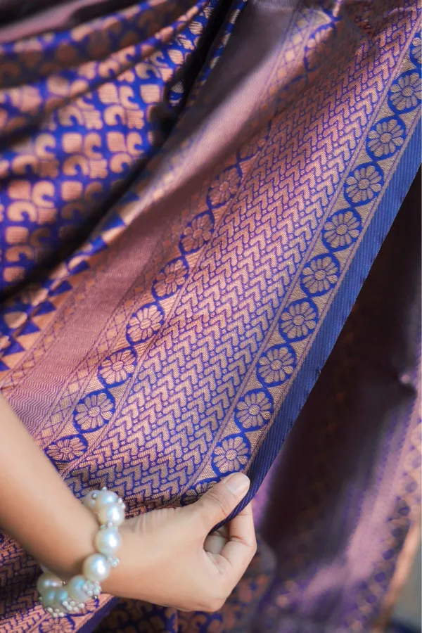 Dark_Purple_Litchi_Silk_Jacquard_Word_Saree_With_Unstitched_Blouse_Piece_|_For_Women
