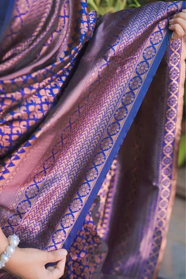 Dark_Purple_Litchi_Silk_Jacquard_Word_Saree_With_Unstitched_Blouse_Piece_|_For_Women