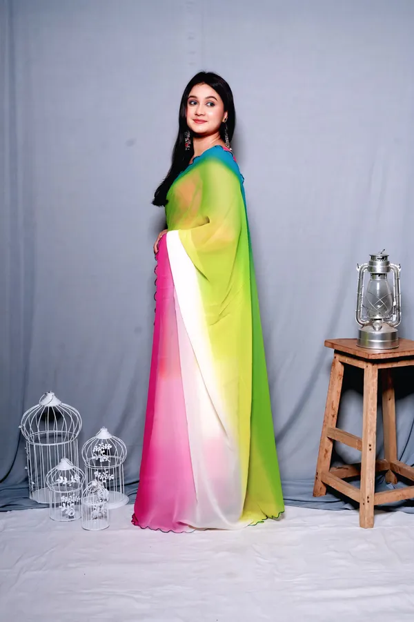 Multicolor_Faux_Georgette_Solid_Saree_With_Unstitched_Blouse_Piece_|_For_Women