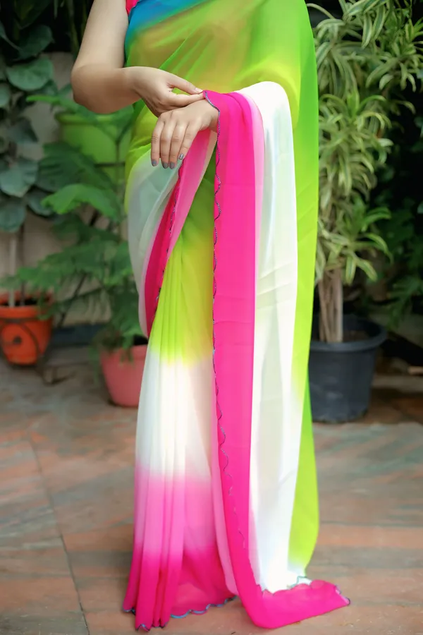 Multicolor_Faux_Georgette_Solid_Saree_With_Unstitched_Blouse_Piece_|_For_Women
