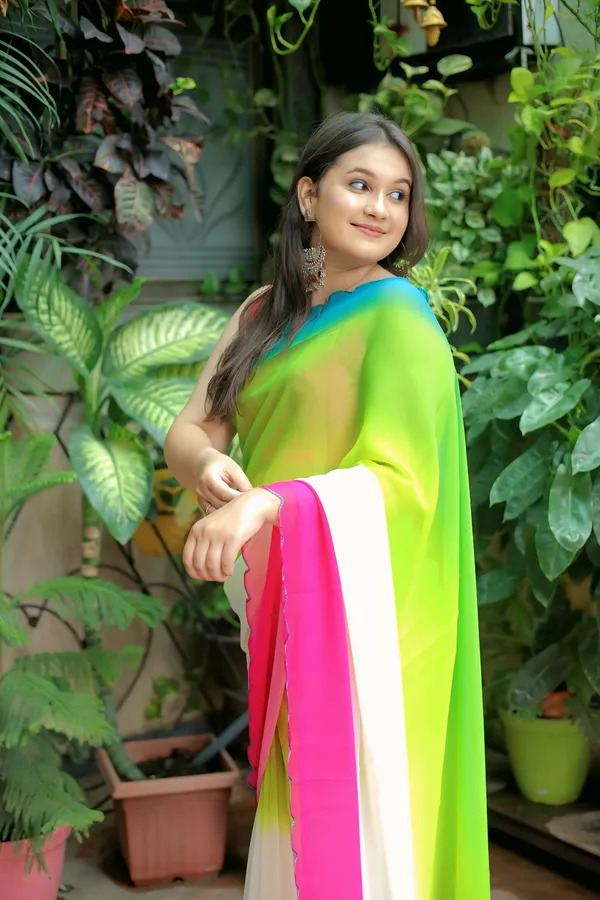 Multicolor_Faux_Georgette_Solid_Saree_With_Unstitched_Blouse_Piece_|_For_Women