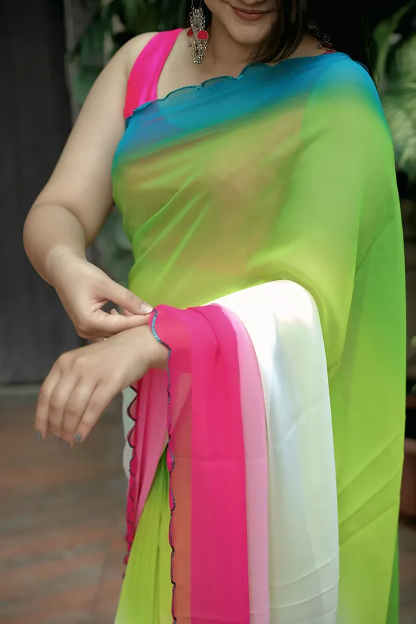 Multicolor_Faux_Georgette_Solid_Saree_With_Unstitched_Blouse_Piece_|_For_Women