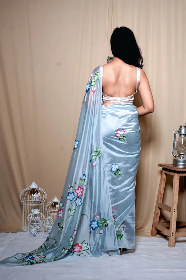 White_Organza_Printed_Saree_With_Unstitched_Blouse_Piece_|_For_Women