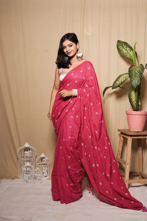Vibrant_Pink_Handloom_Khadi_Cotton_Printed_Saree_With_Unstitched_Blouse_Piece_|_For_Women