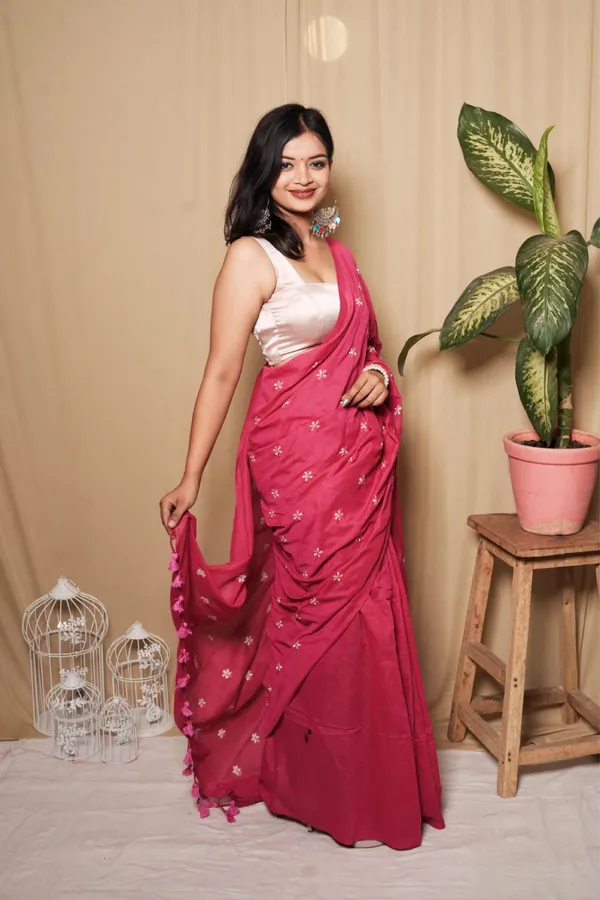 Vibrant_Pink_Handloom_Khadi_Cotton_Printed_Saree_With_Unstitched_Blouse_Piece_|_For_Women