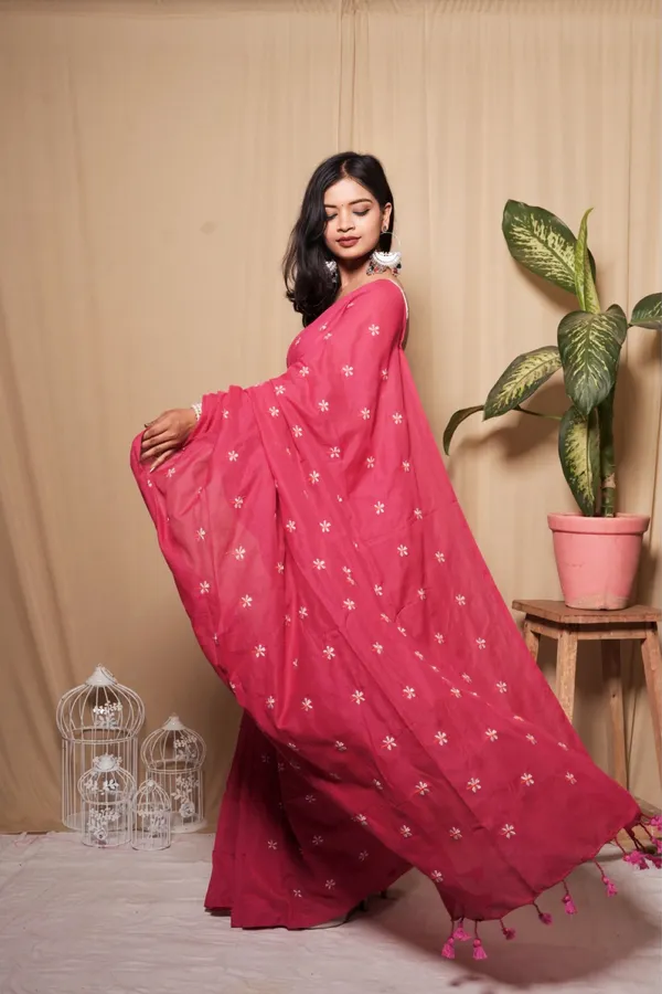 Vibrant_Pink_Handloom_Khadi_Cotton_Printed_Saree_With_Unstitched_Blouse_Piece_|_For_Women