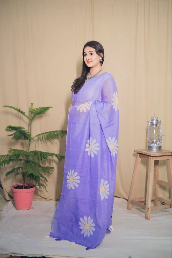Lavender_Handloom_Khadi_Cotton_Floral_Printed_Saree_With_Unstitched_Blouse_Piece_|_For_Women