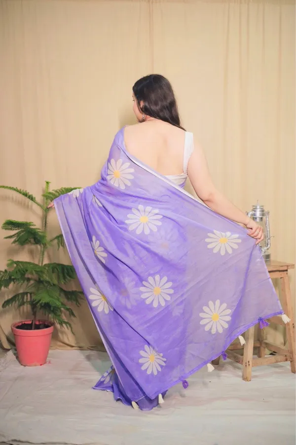 Lavender_Handloom_Khadi_Cotton_Floral_Printed_Saree_With_Unstitched_Blouse_Piece_|_For_Women