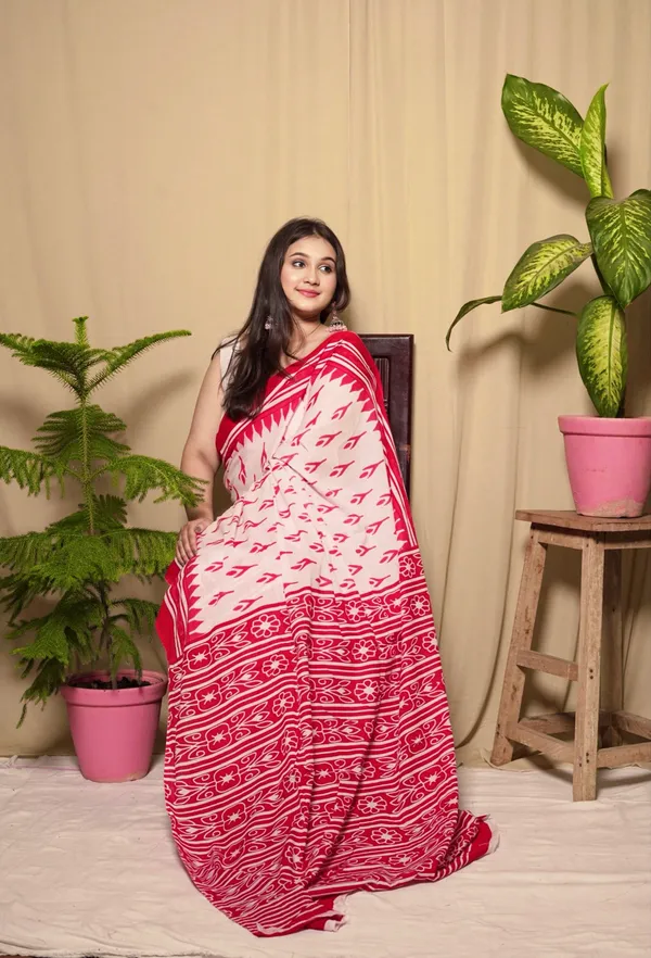 Multicolor_Cotton_Printed_Saree_With_Unstitched_Blouse_Piece_|_For_Women
