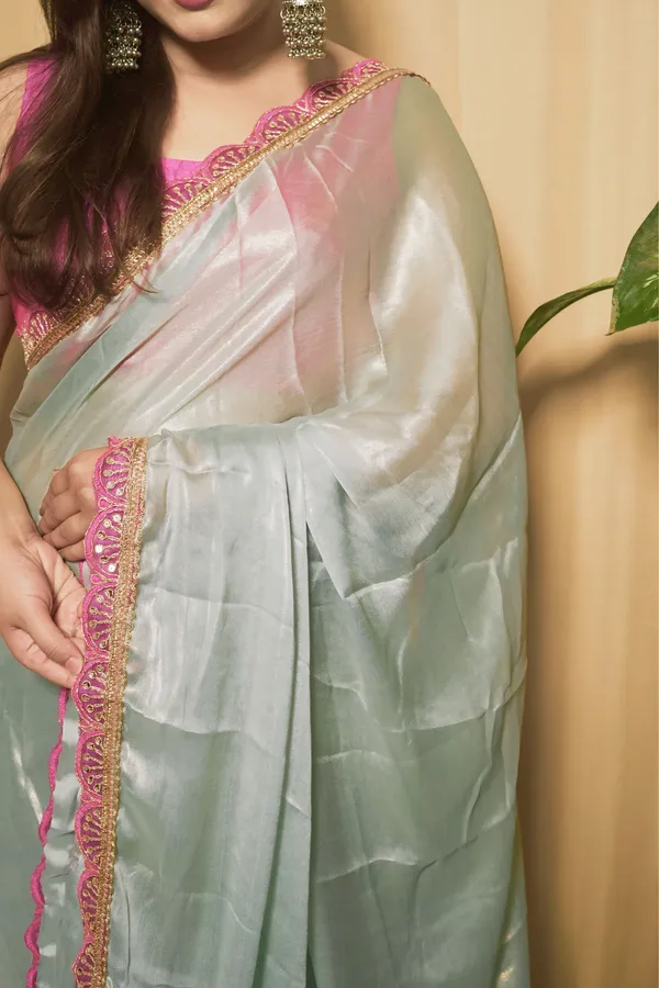 Silvery_Gold_Tissue_Georgette_Solid_Saree_With_Unstitched_Blouse_Piece_|_For_Women