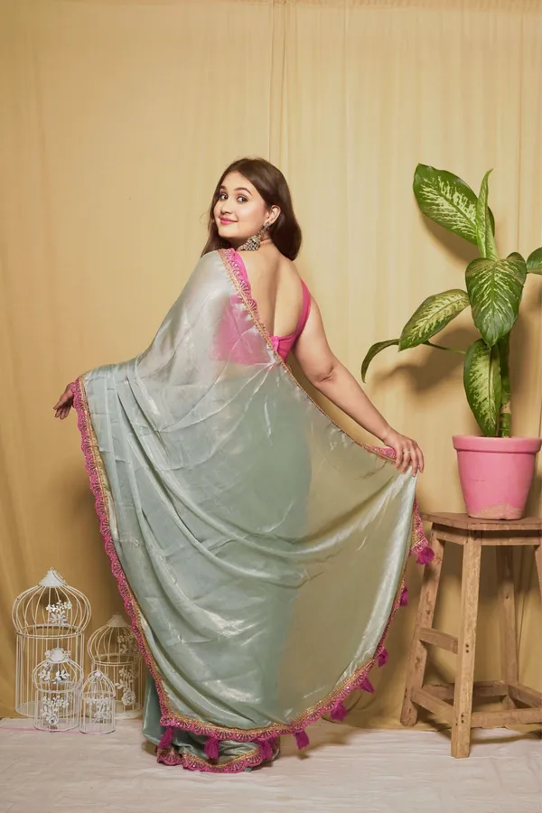Silvery_Gold_Tissue_Georgette_Solid_Saree_With_Unstitched_Blouse_Piece_|_For_Women