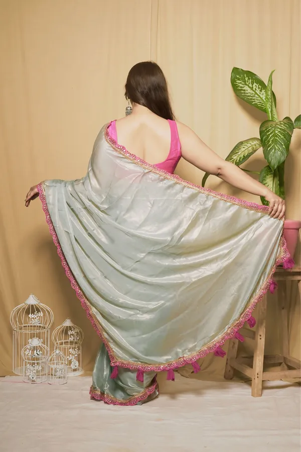 Silvery_Gold_Tissue_Georgette_Solid_Saree_With_Unstitched_Blouse_Piece_|_For_Women
